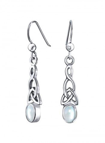 925 Sterling Silver Moonstone Embedded Dangle Earrings