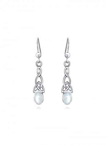 925 Sterling Silver Moonstone Embedded Dangle Earrings