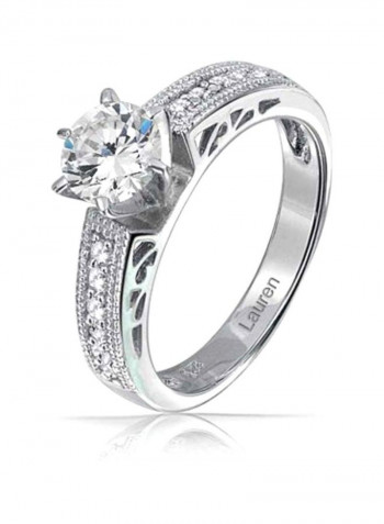 Pair Of 2 925 Sterling Silver Cubic Zirconia Studded Ring