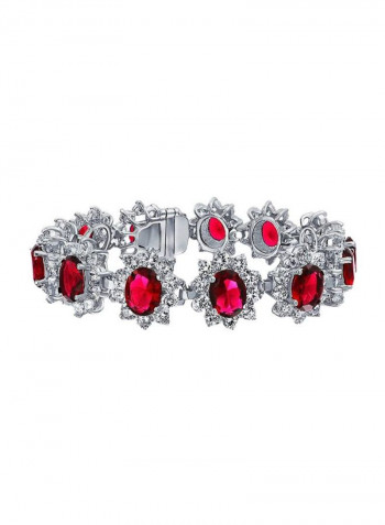 Brass Rhodium Plated Cubic Zirconia Studded Bracelet