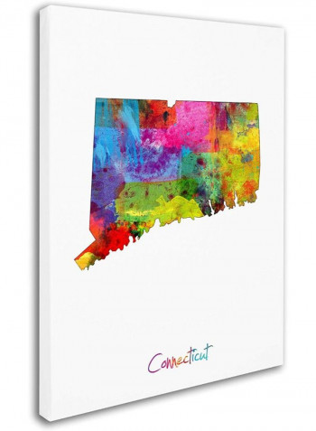 Connecticut Map Canvas Wall Art Black/White 18 x 24inch