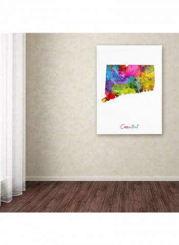 Connecticut Map Canvas Wall Art Black/White 18 x 24inch