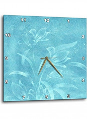 DPP_215624_3 Pretty Cream Flower Overlay on Aqua Wall Clock, 15 by 15" Blue 15x15inch