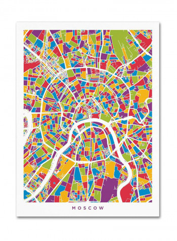 Moscow City Street Map Canvas Wall Art Multicolour 18 x 24inch