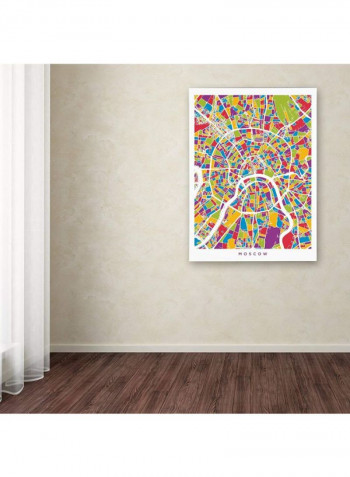 Moscow City Street Map Canvas Wall Art Multicolour 18 x 24inch
