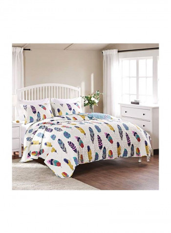 2-Piece Quilt Set White/Blue/Pink Twin