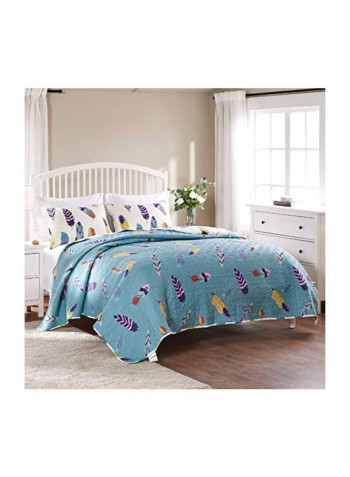 2-Piece Quilt Set White/Blue/Pink Twin