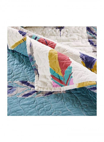 2-Piece Quilt Set White/Blue/Pink Twin