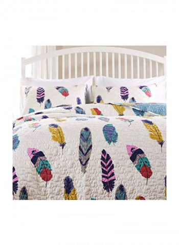 2-Piece Quilt Set White/Blue/Pink Twin