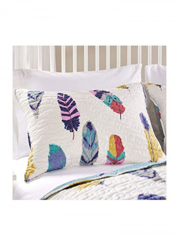 2-Piece Quilt Set White/Blue/Pink Twin