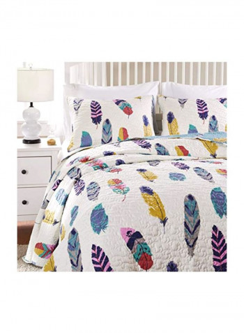 2-Piece Quilt Set White/Blue/Pink Twin