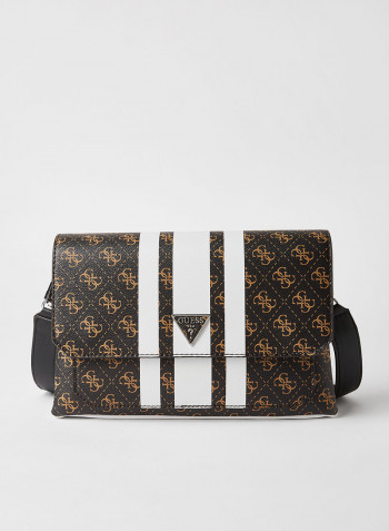 Ambrose Monogram Print Shoulder Bag Brown/White