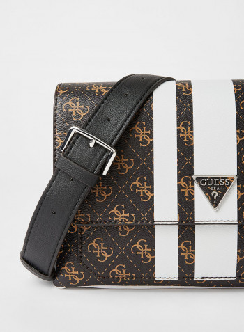Ambrose Monogram Print Shoulder Bag Brown/White