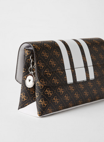Ambrose Monogram Print Shoulder Bag Brown/White