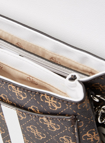 Ambrose Monogram Print Shoulder Bag Brown/White