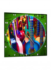 Guitars Printed Wall Clock Multicolour 15 x 15inch