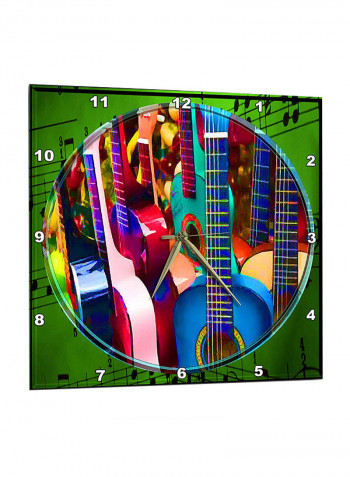 Guitars Printed Wall Clock Multicolour 15 x 15inch