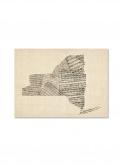 Old Sheet Music Map Of South Carolina Canvas Wall Art Beige/Black 14 x 19inch