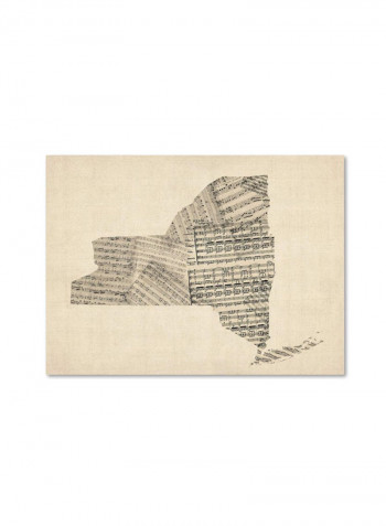 Old Sheet Music Map Of South Carolina Canvas Wall Art Beige/Black 14 x 19inch