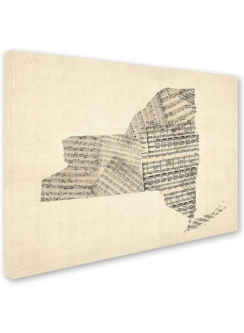 Old Sheet Music Map Of South Carolina Canvas Wall Art Beige/Black 14 x 19inch
