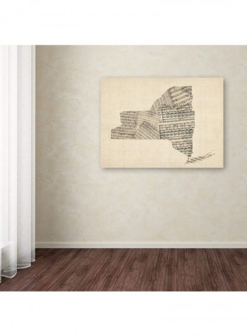 Old Sheet Music Map Of South Carolina Canvas Wall Art Beige/Black 14 x 19inch