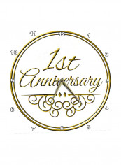 First Anniversary Printed Wall Clock Gold/White 15 x 15inch