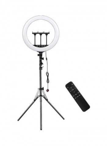 Bi-Colour Dimmable LED Ring Video Light Set White/Black