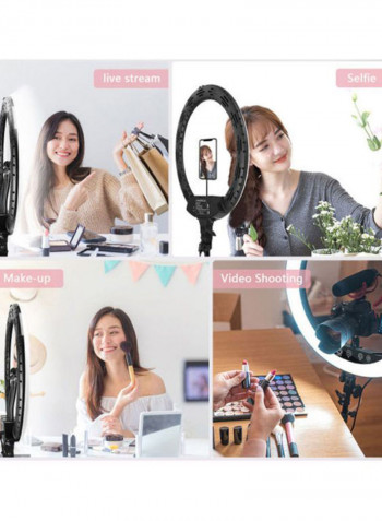 Bi-Colour Dimmable LED Ring Video Light Set White/Black