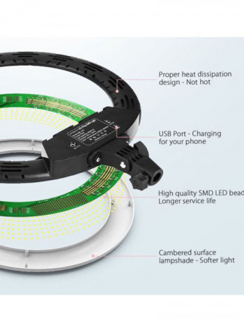 Bi-Colour Dimmable LED Ring Video Light Set White/Black