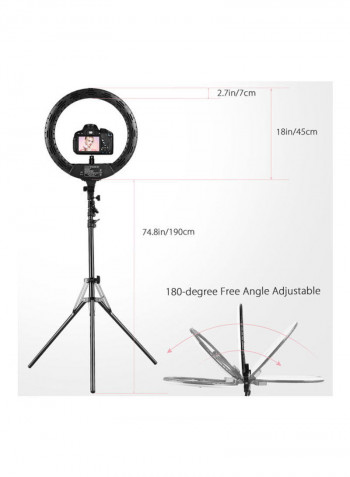 Bi-Colour Dimmable LED Ring Video Light Set White/Black