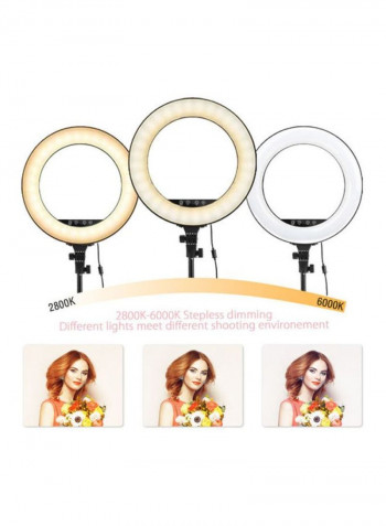 Bi-Colour Dimmable LED Ring Video Light Set White/Black
