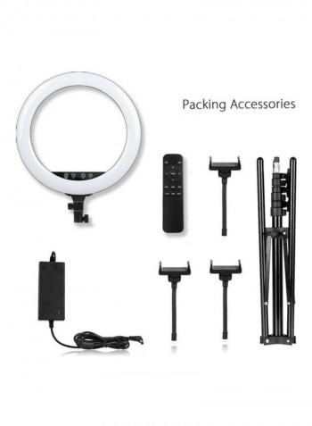 Bi-Colour Dimmable LED Ring Video Light Set White/Black