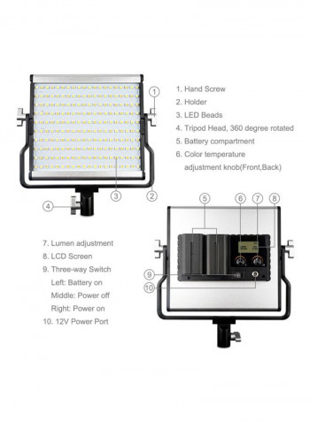 Dimming Studio LED Light Silver/Black/White