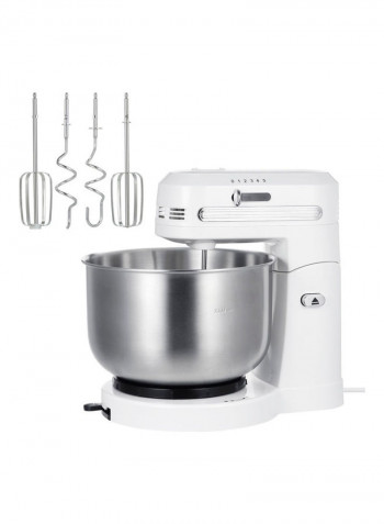 Hand Mixer With 4 Stainless Steel Attachments And 1 Bowl White 30.5x23x30cm