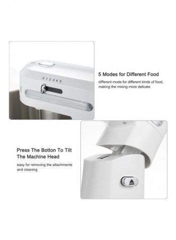 Hand Mixer With 4 Stainless Steel Attachments And 1 Bowl White 30.5x23x30cm
