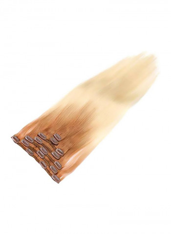7-Piece Ombre Straight Clip In Hair Extension Set Golden Brown/Blonde Balayage Ombre 20inch