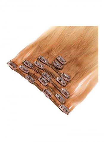 7-Piece Ombre Straight Clip In Hair Extension Set Golden Brown/Blonde Balayage Ombre 20inch