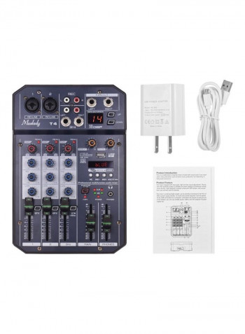 T4 Portable 4-Channel Sound Card Mixing Console Audio Mixer With Bluetooth Connection