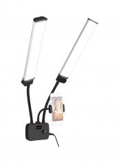 Flexible Double Arms LED Light for Photography Black/White