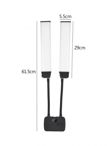 Flexible Double Arm LED Fill Light with Phone Holder White/Black