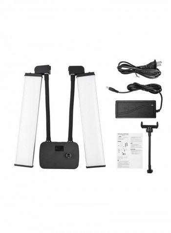 Flexible Double Arm LED Fill Light with Phone Holder White/Black