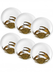 6-Piece Ultramarino Plate Set White/Gold 21.5cm