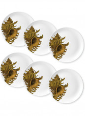 6-Piece Ultramarino Plate Set White/Gold 21.5cm
