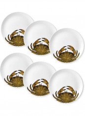 6-Piece Ultramarino Plate Set White/Gold 21.5cm