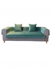 Anti-Slip Solid Pattern Sofa Slipcover Lake Blue 110 x 160centimeter