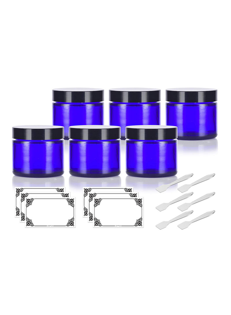 Pack Of 6 Glass Straight Sided Jar Blue