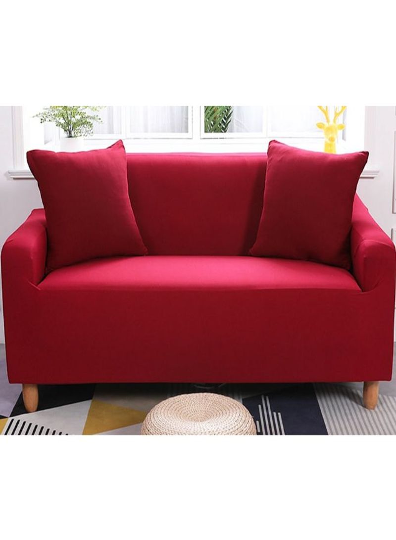 Solid Pattern Sofa Slipcover Red 235-300centimeter