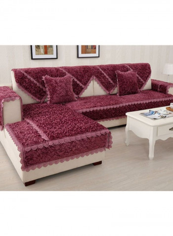 Anti-Skid Plush Sofa Slipcover Maroon