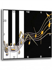 Gold Music Notes on Piano Keys Wall Clock Gold 15x15inch