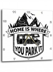 Home Is Where You Park It Printed Analog Wall Clock White/Black 10x10x0.1inch